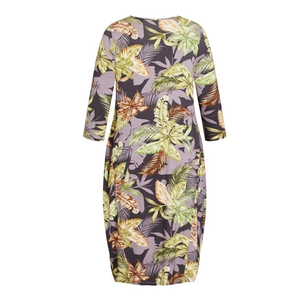 EVANS Amethyst Karina Knit Print 3/4 Sleeve Midi Dress 4A02.4 - Picture 3 of 5
